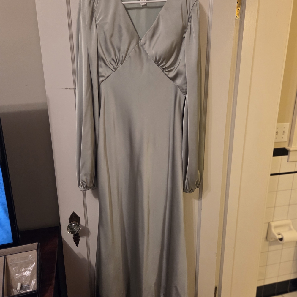 Sophisticated Silver Long Sleeve Wedding Dress